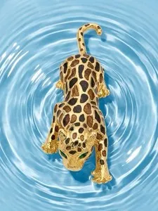 Authentic The Prowling Silhouette: Enamelled Cheetah Talisman of Agile Grace