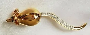 Authentic The Whispering Alchemist Gold-Plated Crystal Mouse Brooch