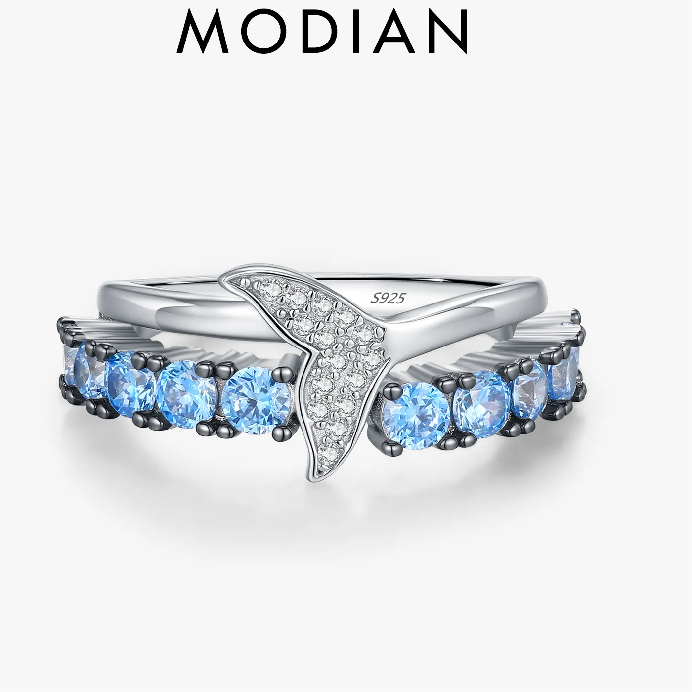 Authentic Mystic Mermaid Tail Ring – 925 Silver with Azure Zirconia