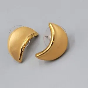 Authentic Celestial Crescent Gold Pierced Earrings