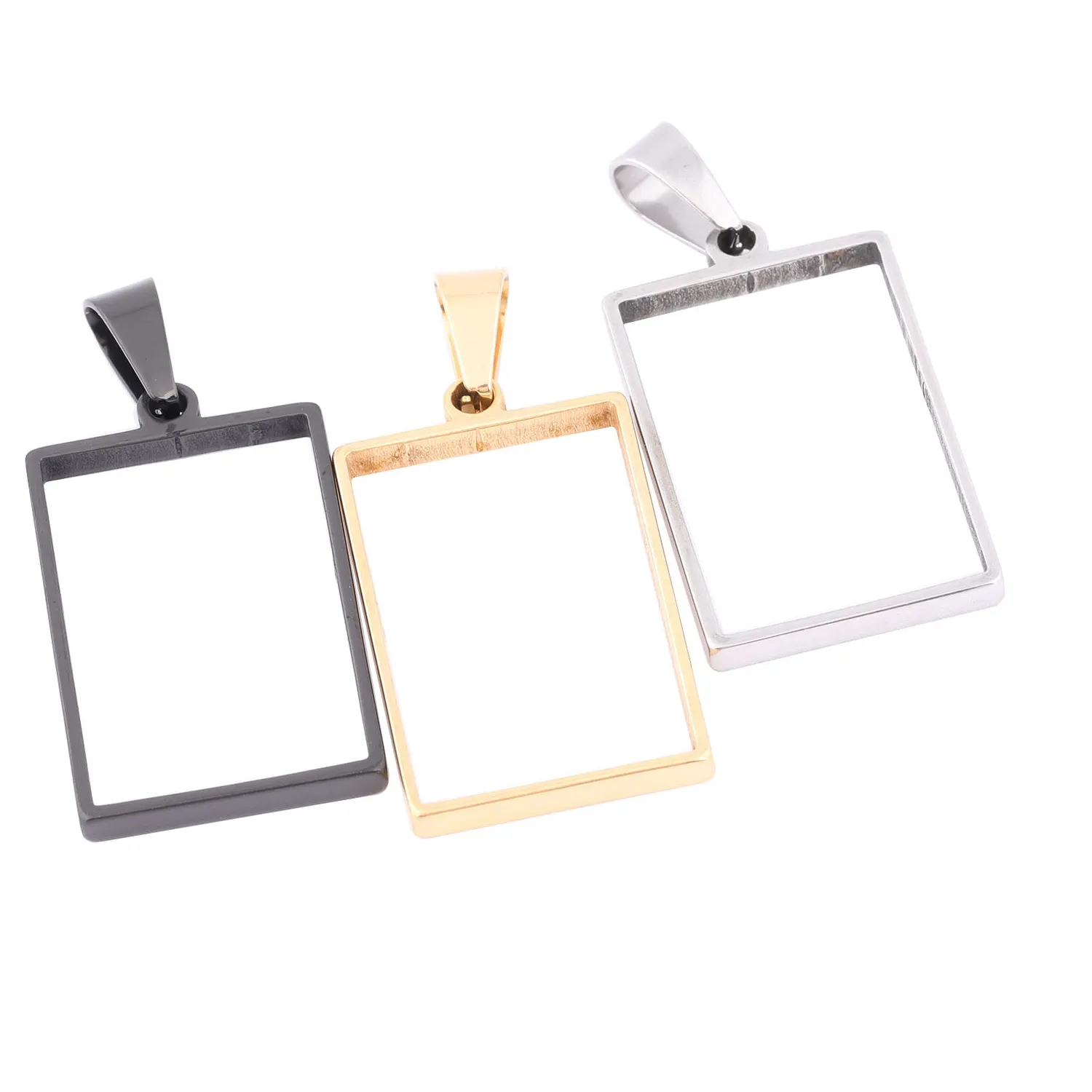 Authentic 10pcs Stainless Steel 20x30mm Gold Plated Rectangle Open Bezel Pendant Charm Diy Holllow Cabochon Frame For Resin Jewelry Making