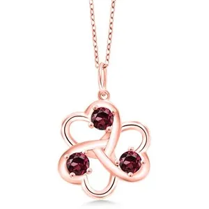 Authentic The Eternal Trine: 18K Rose Gold Plated Silver Interlocked Hearts Birthstone Pendant