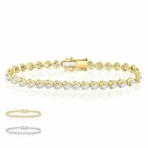 Authentic Celestial Hearts Diamond Tennis Bracelet in Sterling Silver