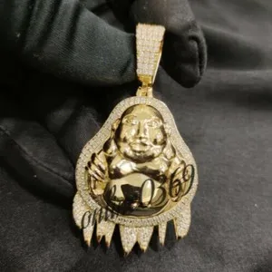 Authentic The Radiant Laughing Buddha Moissanite Talisman in 14k Yellow Gold Plated Silver
