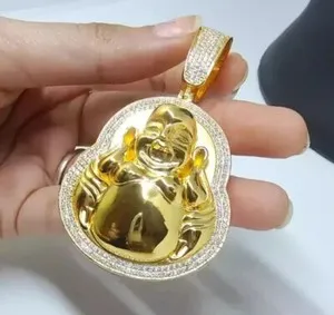 Authentic Align with Serenity: 2.20Ct Moissanite Laughing Buddha Men's Pendant