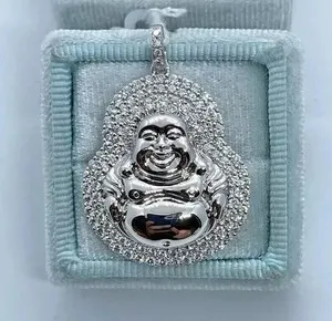 Authentic The Radiant Laughing Buddha Moissanite Talisman in 14K White Gold Finish