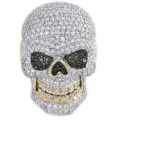Authentic The Veiled Grin: 2.6ct Moissanite Laughing Skull Talisman in 14k Gold-Plated Sterling Silver