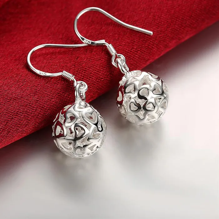 Authentic 925 Sterling Silver Earrings Temperament Ball Earrings Christmas Street All- Match Jewelry