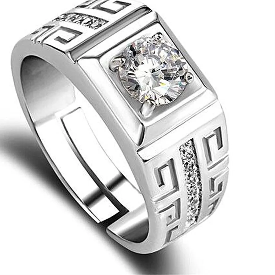 Authentic 925 Sterling Silver Rings Shining Crystal Adjustable Size Jewelry