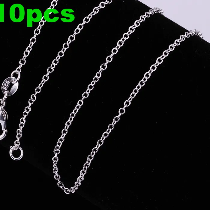 Authentic 10Pcs 925 Sterling Silver 1Mm Rope Circle Chain Necklace 45- 60Cm Jewelry Christmas