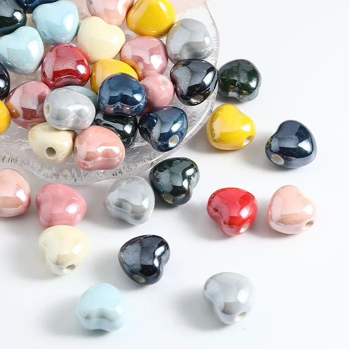 Authentic Vibrant Heart Ceramic Beads of Alchemical Harmony