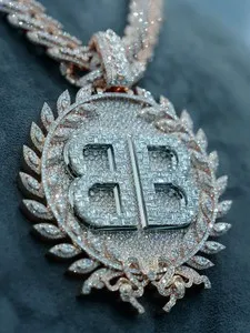 Authentic The Radiant Luminary Rose Gold Moissanite BB Pendant and Cuban Chain