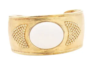 Authentic Protection and Wisdom: Sterling Silver White Onyx Gold Plated Cuff Bracelet