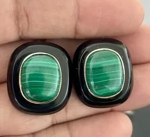 Authentic Duality of the Earth: Malachite and Onyx Alchemical Earrings