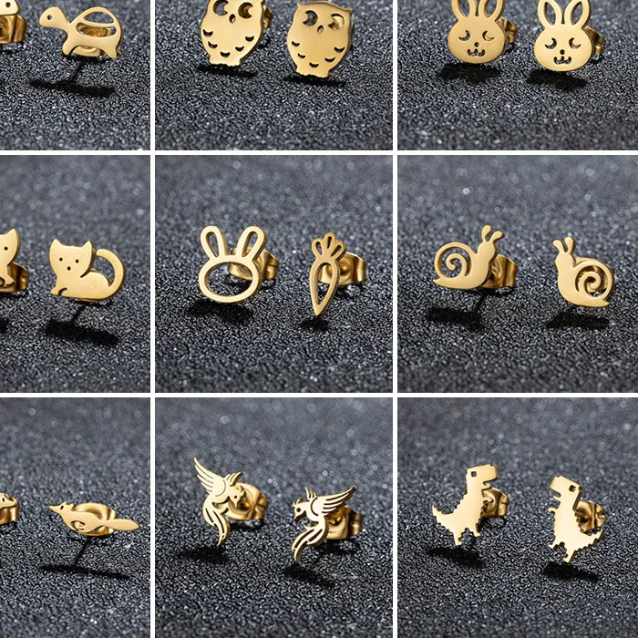 Authentic Menagerie of the Cosmos: Minimalist Stainless Steel Animal Totem Studs