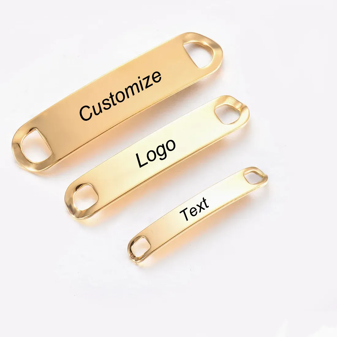 Authentic 10Pcs/Pack Gold Stainless steel ID Bracelet Charm DIY Gold Bracelet Connectors Jewelry Findings