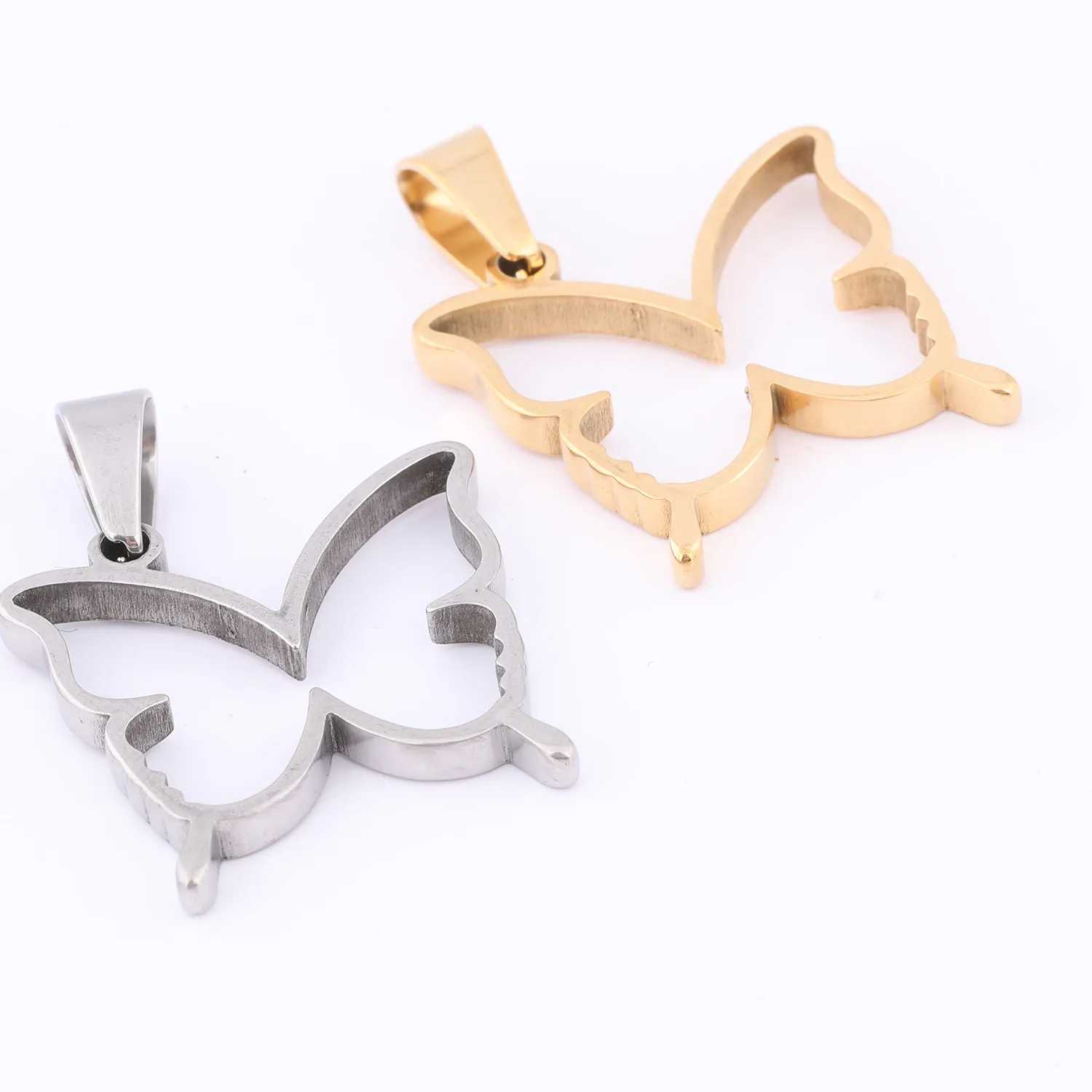 Authentic 10pcs Stainless Steel Gold Plated Open Bezel Butterfly Charms Diy Pendant Frame Blanks For Resin Jewelry Making Supplies