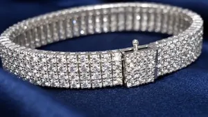 Authentic Celestial Quartet: 20‑Carat Moissanite Tennis Bracelet in 14K White‑Gold Aura