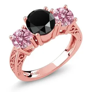 Authentic The Rose Veil of Eternity: Onyx and Lab-Grown Pink Diamond Ring