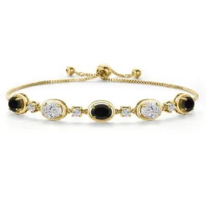 Authentic Celestial Onyx & Diamond Bracelet – 18K Gold‑Plated Aura