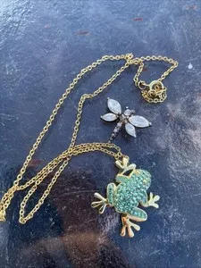 Authentic 925 Sterling Silver Frog And Butterfly Pendants Gold Plated