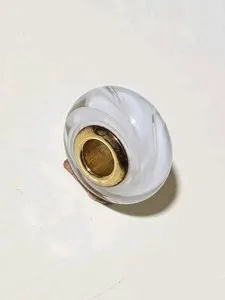 Authentic Radiant Luminescence White Murano Glass and Gold Talisman