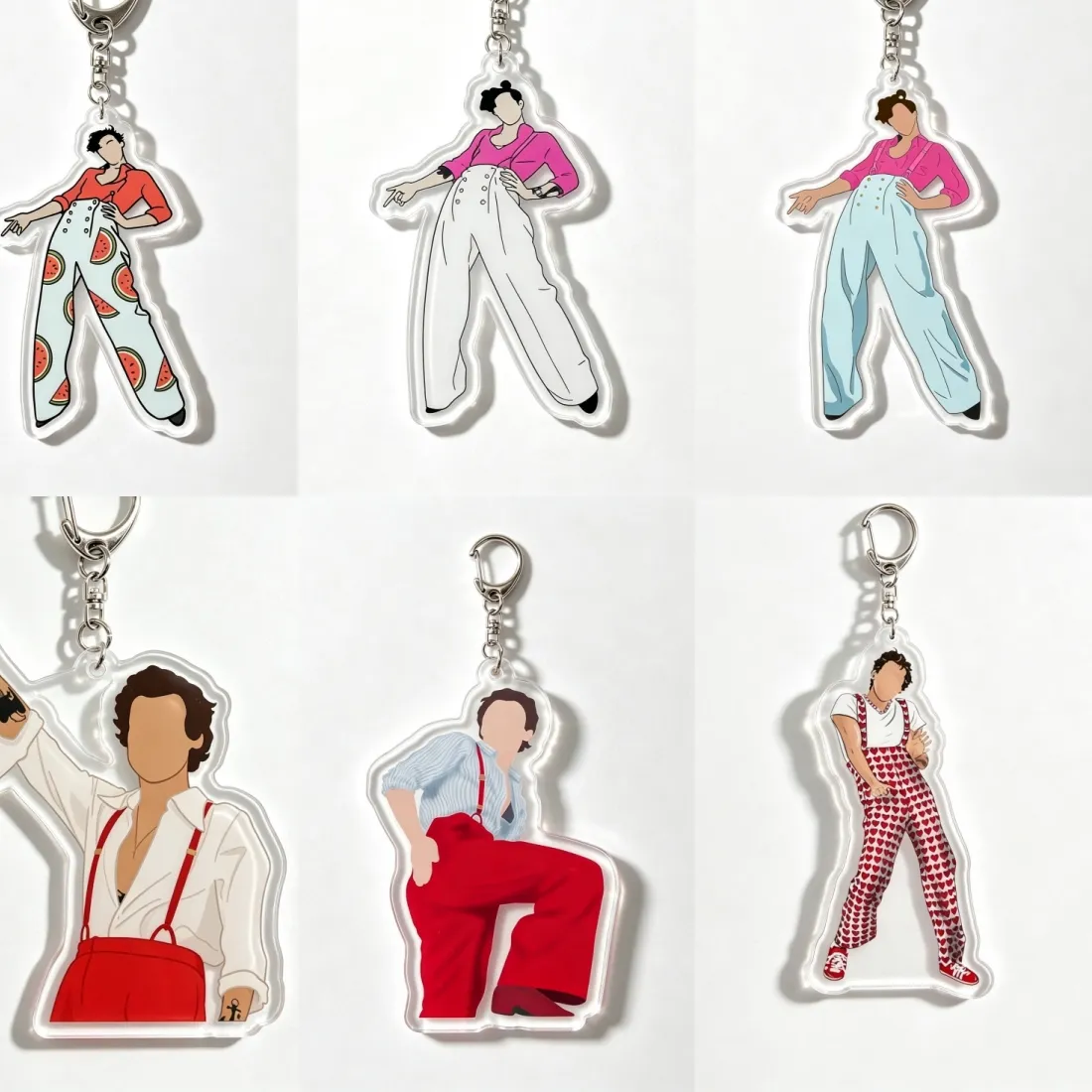 Authentic Harry Styles Watermelon Sugar Acrylic Keychain 6CM Custom Cute Aesthetic Idol Figure Key Ring Pendant Bag Charm Fans