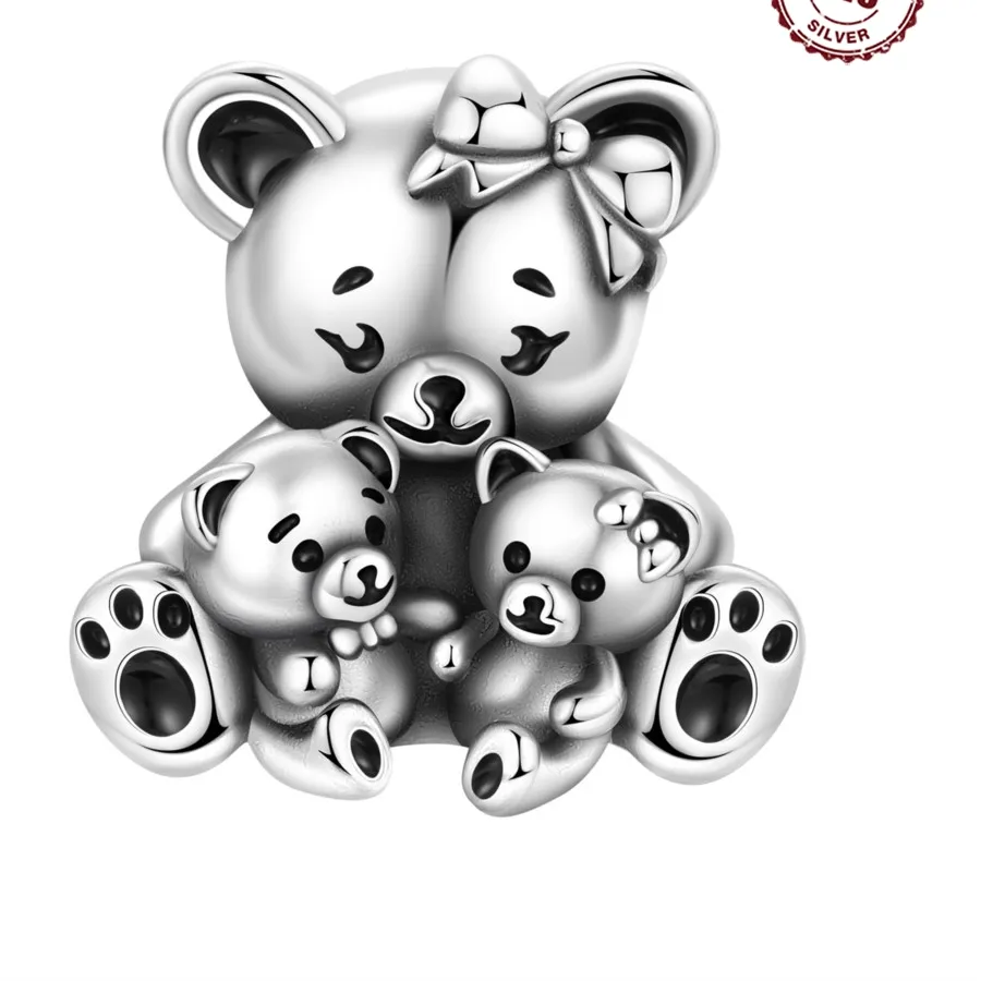 Authentic Teddy's Gentle Guardian - 925 Sterling Silver Teddy Bear Pendant