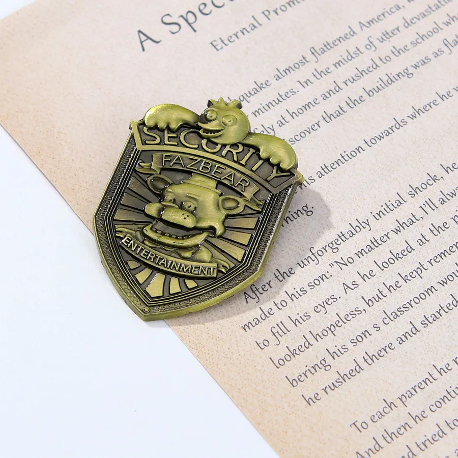 Authentic Game- Related Accessories Teddy Bear Brooch, Bronze Shield Christmas Necklace Pendant, Badge Pin