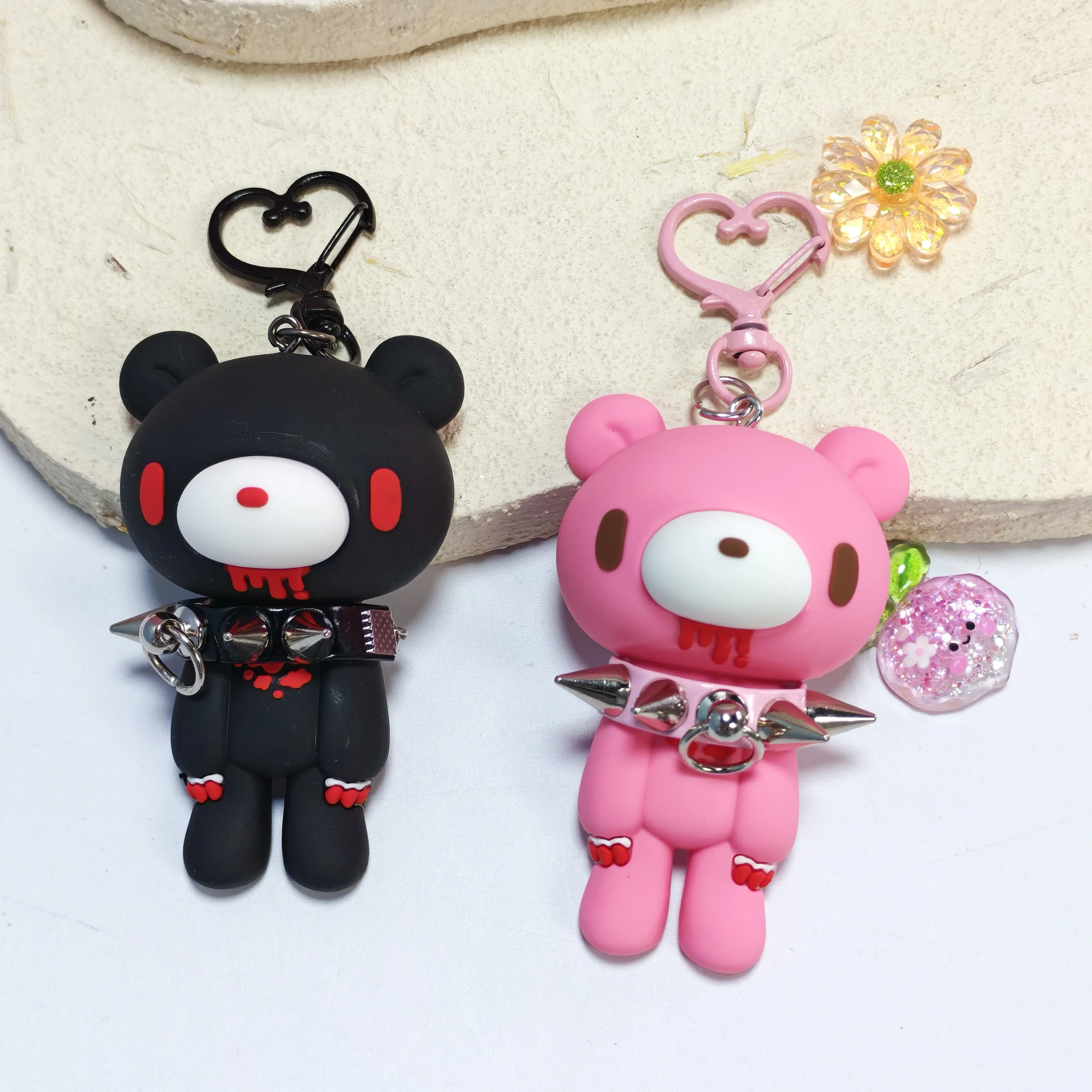 Authentic Demon Bear Keychains Punk Bag Charms With Spiked Collars, Unique Evil Teddy Trinkets, Stylish Collectible Accessories&