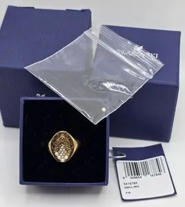 Authentic Swarovski Signet Magnet Beetle Ring in Radiant Gold