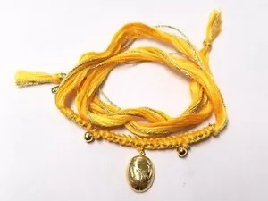 Authentic The Golden Scarab of the Sun: Aurelie Bidermann Honolulu Yellow Beetle Charm Bracelet in 18K Gold Plated