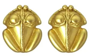 Authentic 24k Gold Plated Pre-Columbian Frog (XS) Stud 0.4" Earrings| Across The Puddle