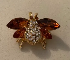 Authentic The Golden Apis Talisman: Radiant Amber Winged Insect Brooch