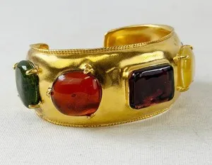 Authentic Celestial Chanel Gripoix Cuff – Gold‑Plated Aura of 1997