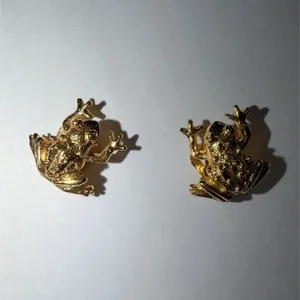 Authentic Gold Plated Frog Shaped Figural Men's Cufflinks Animal Theme
