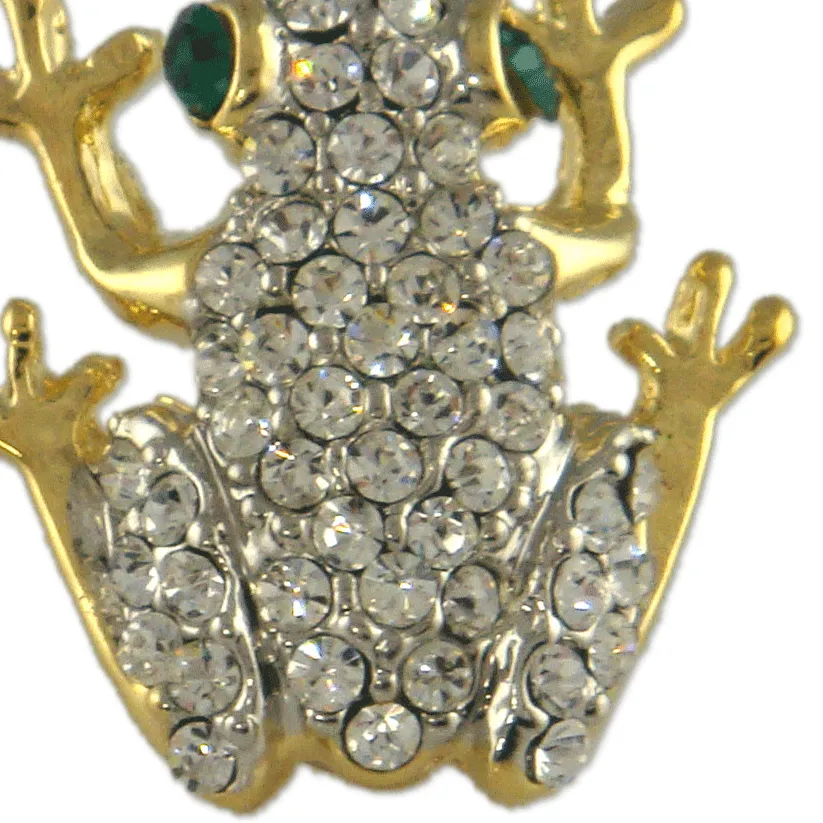 Authentic CRYSTAL CLEAR FROG REPTILE BROOCH PIN GOLD PLATED MADE WITH SWAROVSKI ELEMENTS