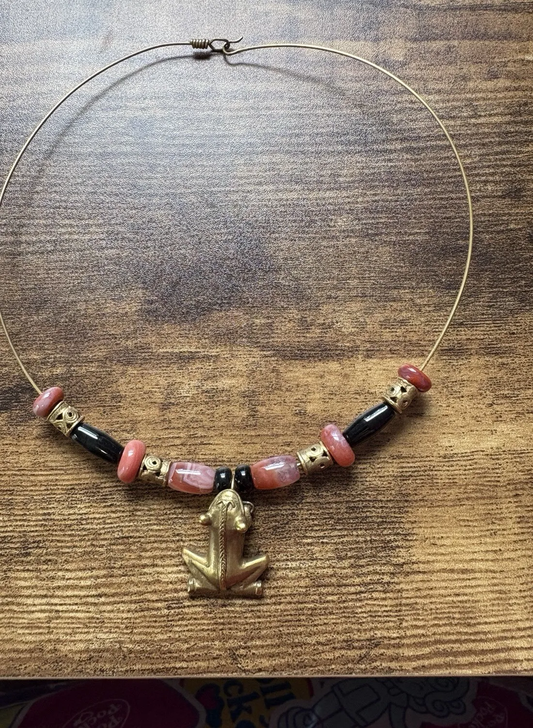 Authentic Vintage Cano Jewelry Kuychi Tikay 24k Gold Plated Frog Necklace