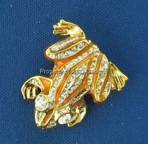Authentic Golden Leaping Frog Toad Brooch – Enchanted Guardian of the Marsh