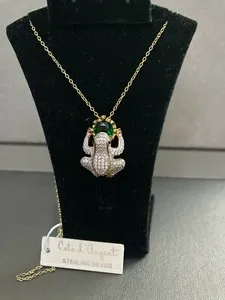 Authentic COTE d' ARGENT STERLING SILVER GOLD PLATED FROG NECKLACE