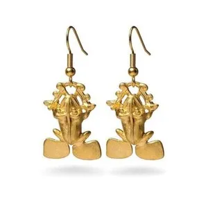 Authentic Pre-Columbian Frog Earrings Gold Plated - Museum Store Collection