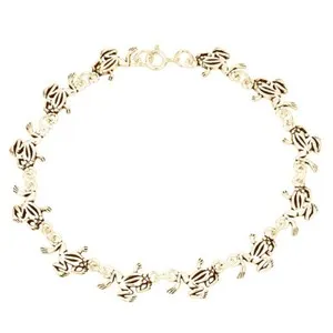 Authentic The Gilded Amphibian: 14K Gold-Plated Sterling Silver Whimsical Frog Link Bracelet