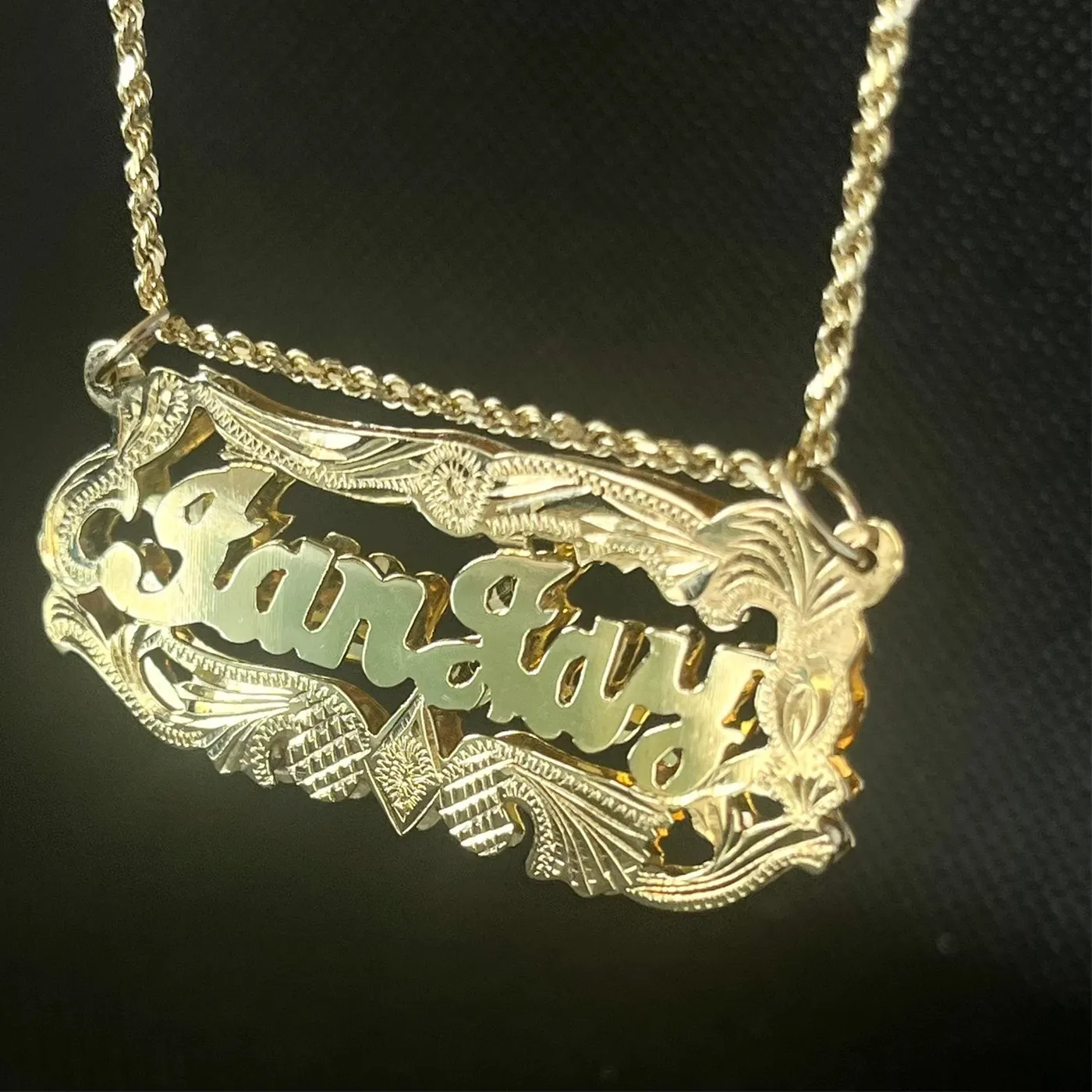 Authentic The Golden Cipher of Identity: Bespoke 18K Gold Plated Double Nameplate Talisman