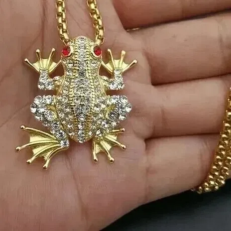 Authentic Frog Charm Pendant 2.20Ct Round Cut Lab-Created Diamond 14K Yellow Gold Plated