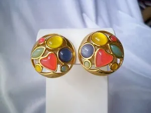 Authentic The Golden Orchard Fruit Salad Jelly Lucite Earrings