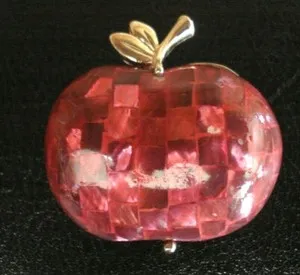 Authentic The Crimson Orchard: Luminous Red Inlaid Mother-of-Pearl Apple Talisman