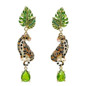 Authentic Leopard's Whisper: Golden Earrings of Inner Strength