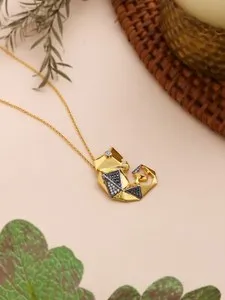 Authentic The Emerald Eye: 14k Gold-Plated Sterling Silver Jungle Geometries Chameleon Pendant