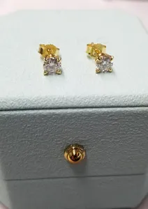 Authentic Moonlit Radiance: 14K Gold Plated Sterling Silver Moissanite Earrings
