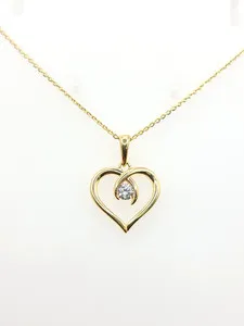 Authentic Moonlit Heart Pendant: Sterling Silver, Moissanite, Gold‑Plated, 19.5" L
